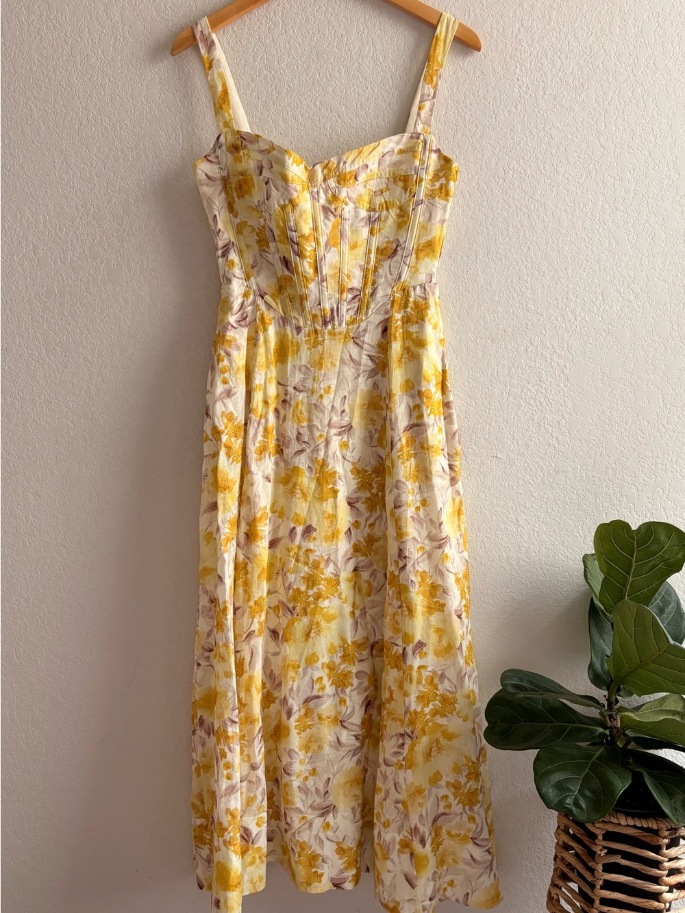 Bardot Yellow Floral Midi Dress